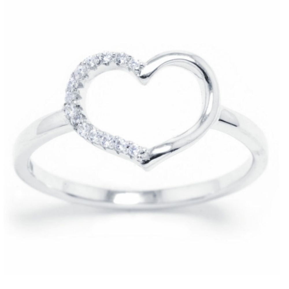 Half Diamond Heart Ring
